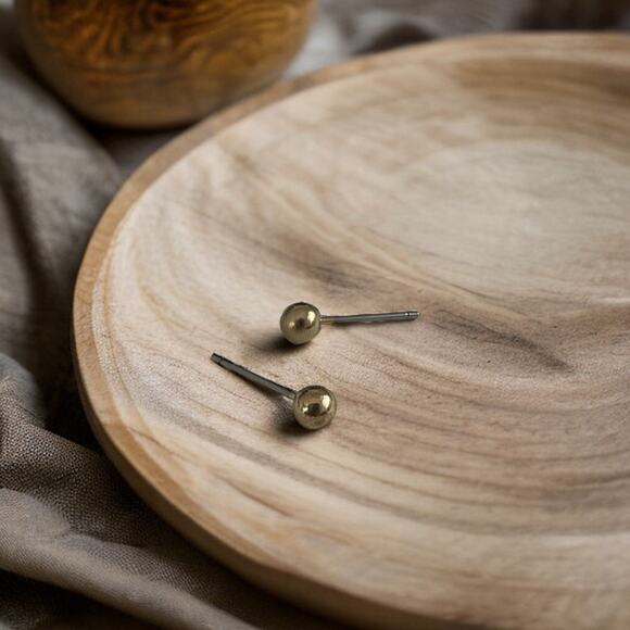 Classic Gold Ball Stud Earrings | Simple Sphere Posts | Minimalist Style - Picture 1 of 5